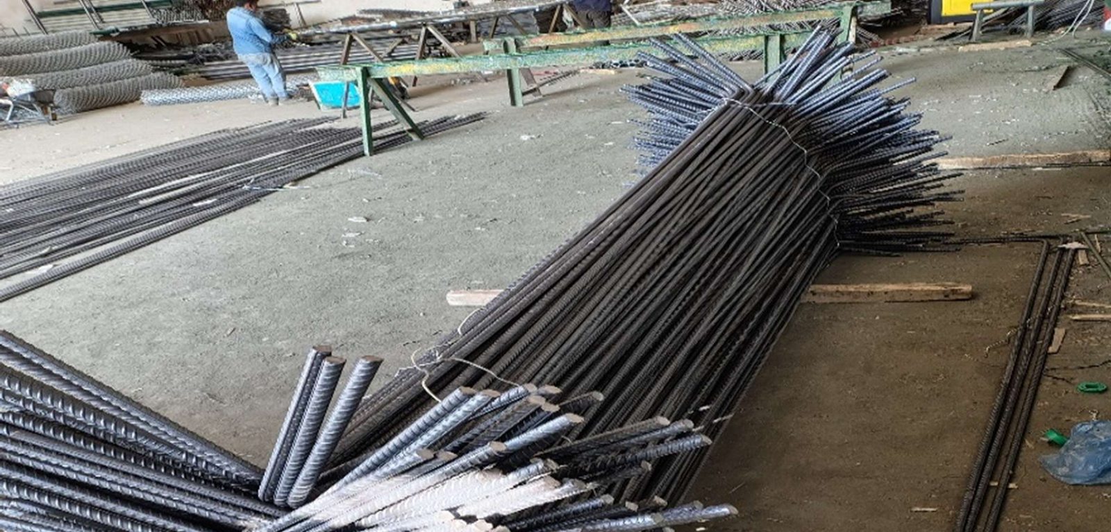 Bundles of cut rebar at the AYZAN fabrication yard